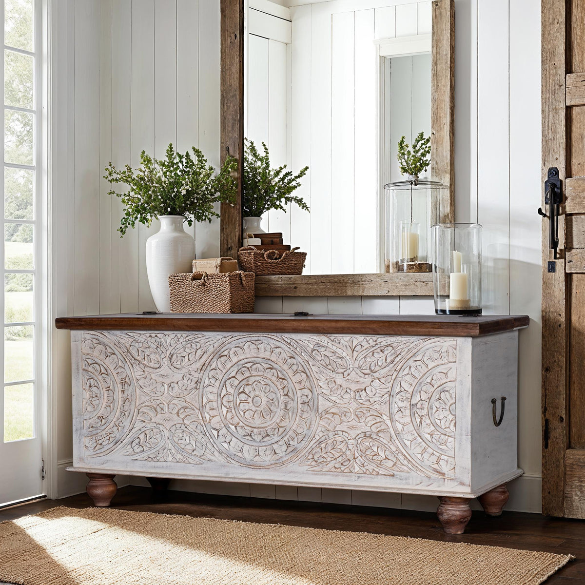 Maadze White Wooden Trunk Box &quot;Snow&quot;