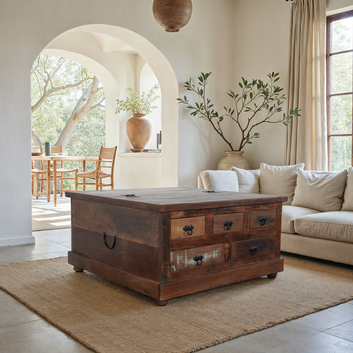 Maadze Rustic Trunk Coffee table with drawers