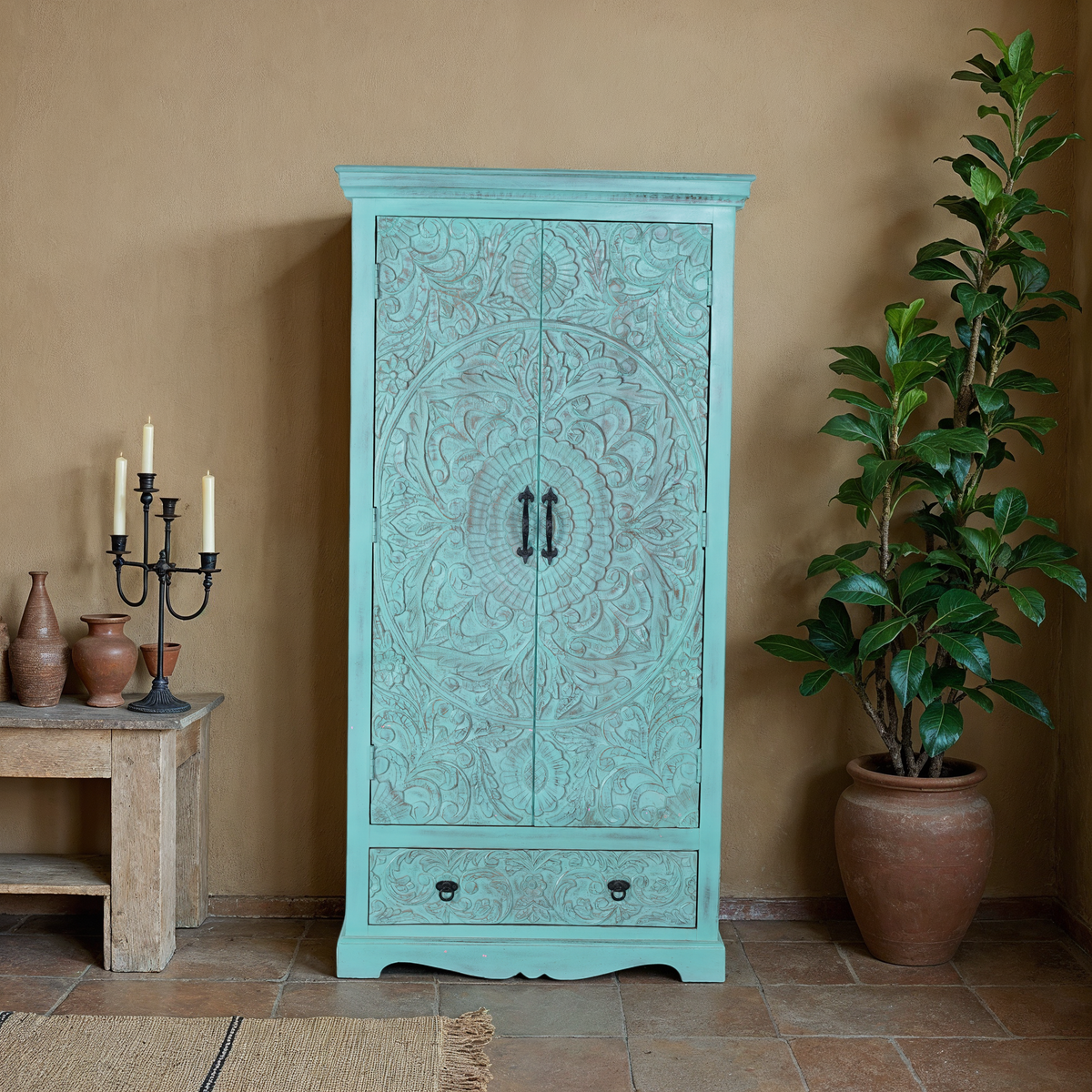 Maadze 2-Door Mint Wardrobe Armoire