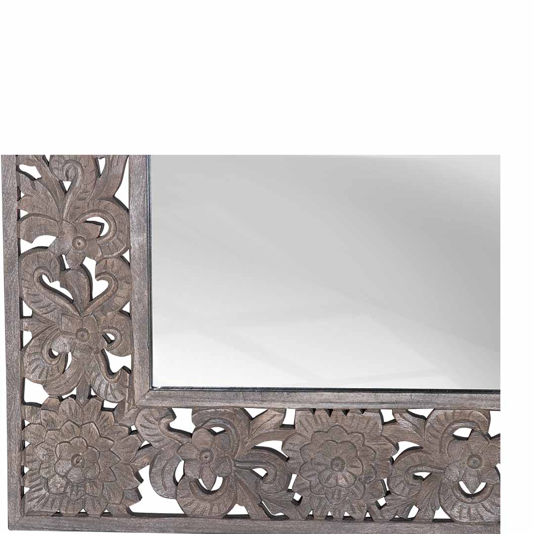 Carved Elegance: Large Solid Wood Mirror