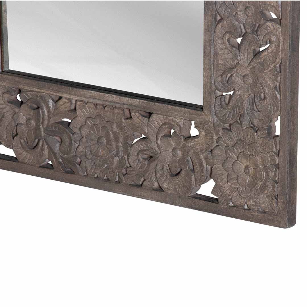 Carved Elegance: Large Solid Wood Mirror