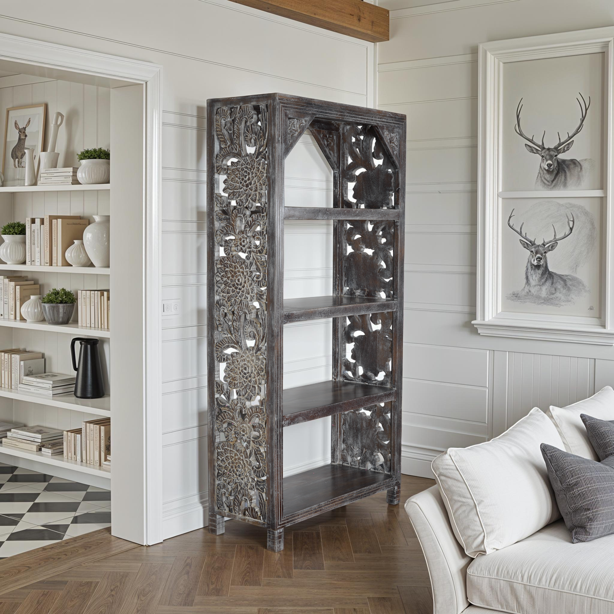 MAADZE MIDNIGHT DISTRESSED BOOKCASE