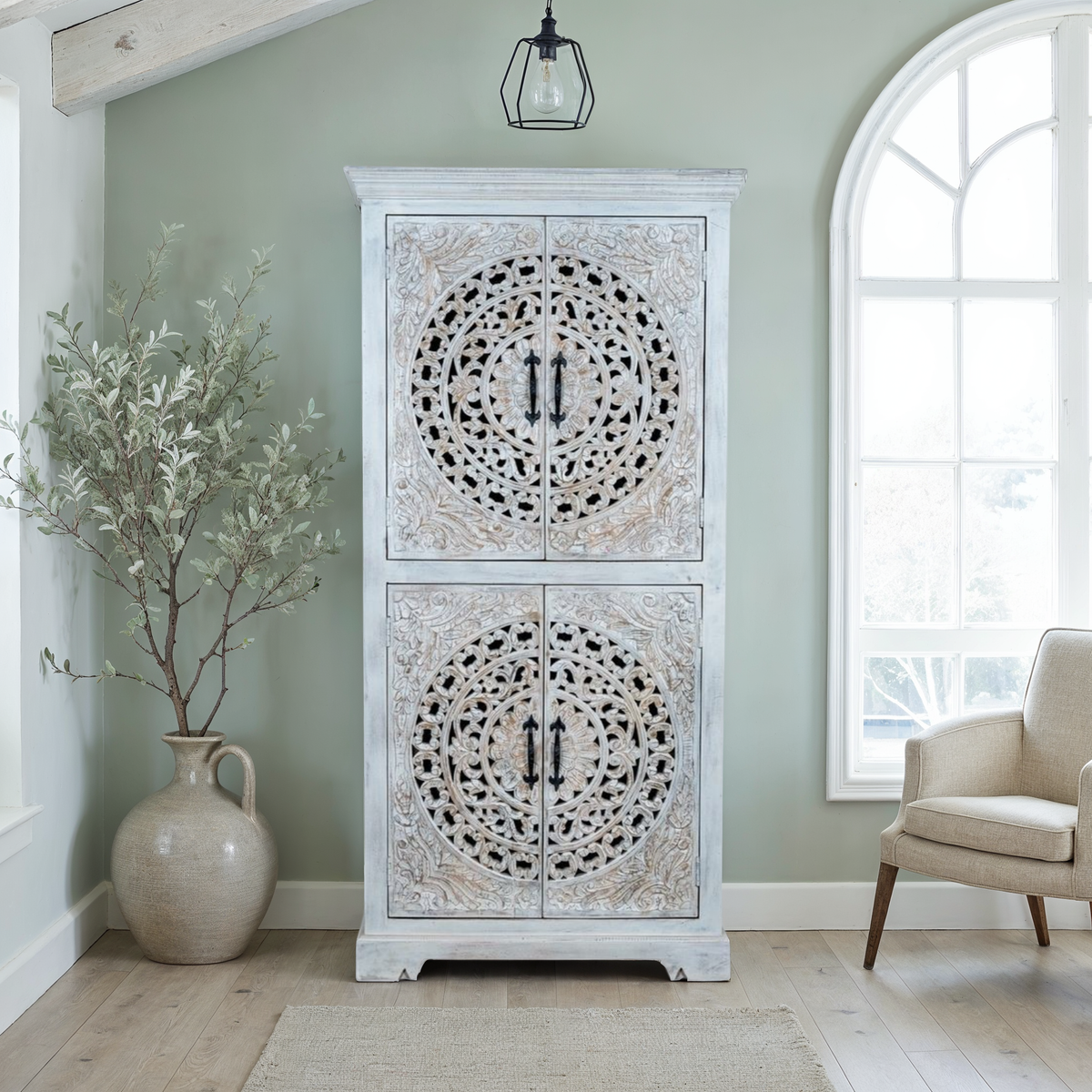 Rhapsody Carved Wooden Wardrobe - Maadze