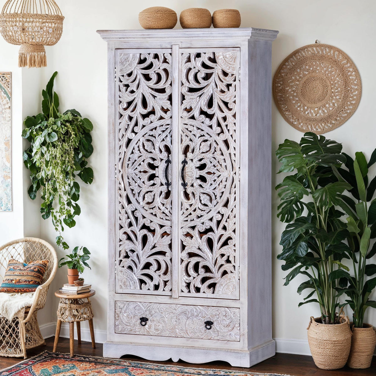 &quot;NAKSHATRA&quot; SOLID WOOD ARMOIRE - MAADZE INSIDER