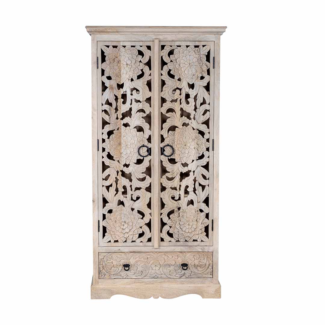 MAADZE EMERALD MINT CARVED WARDROBE