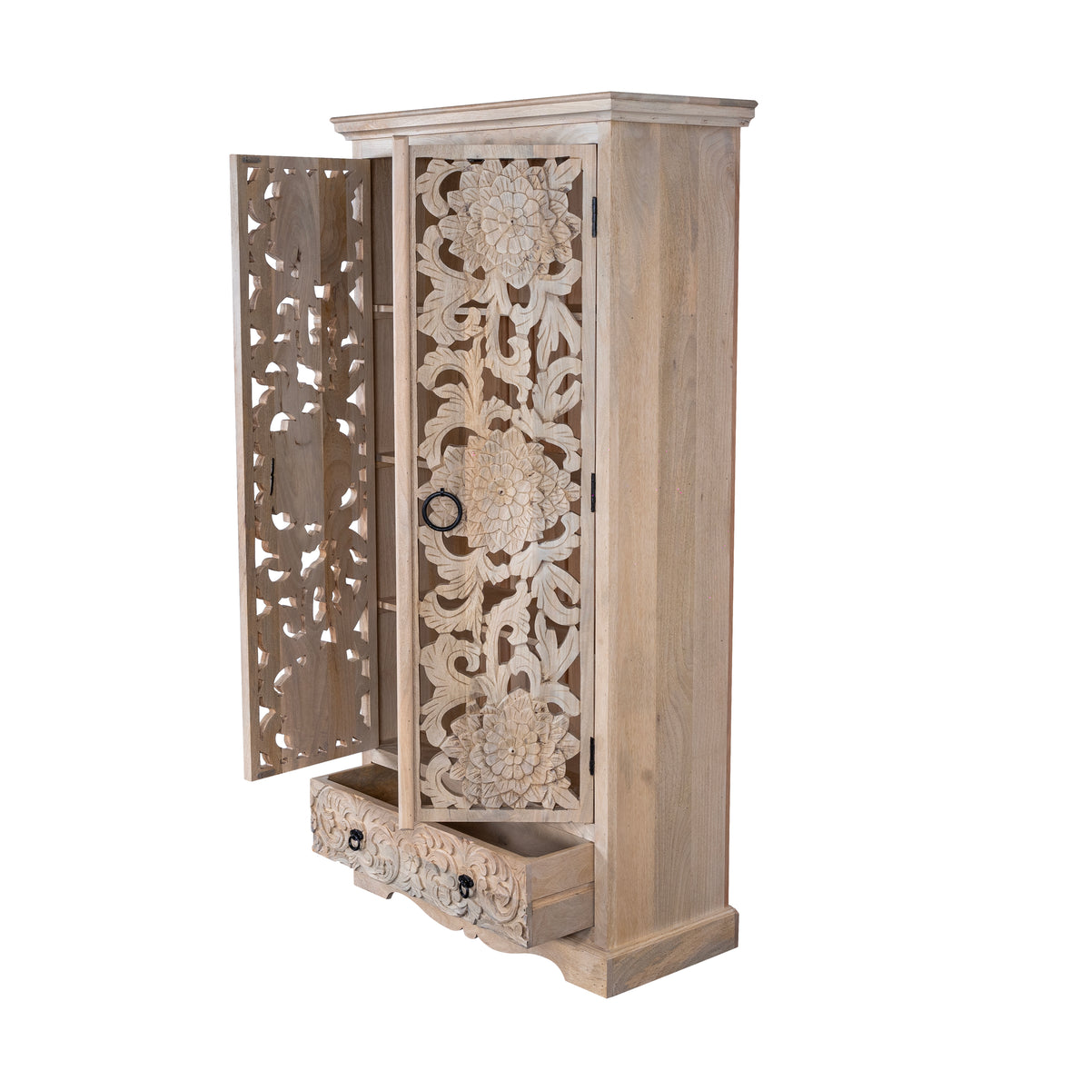 MAADZE EMERALD MINT CARVED WARDROBE
