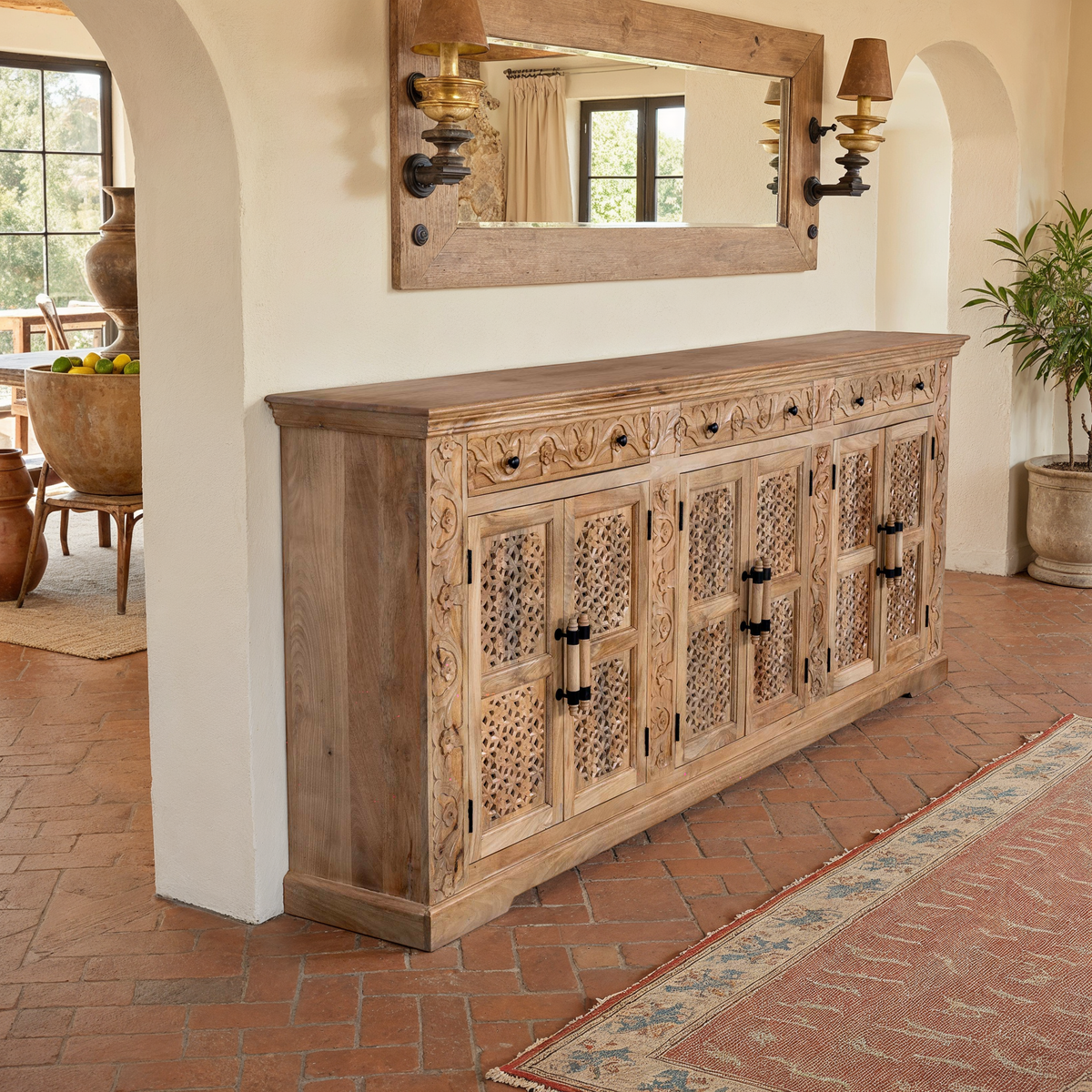 Maadze Hand Carved 102" Long Sideboard “Sirius”
