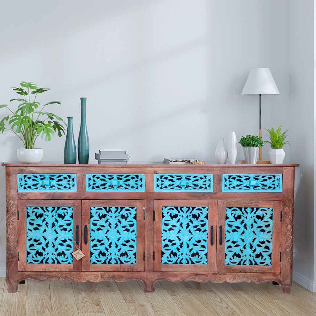 Maadze Blue Carved Sideboard Buffet “Odyssey”