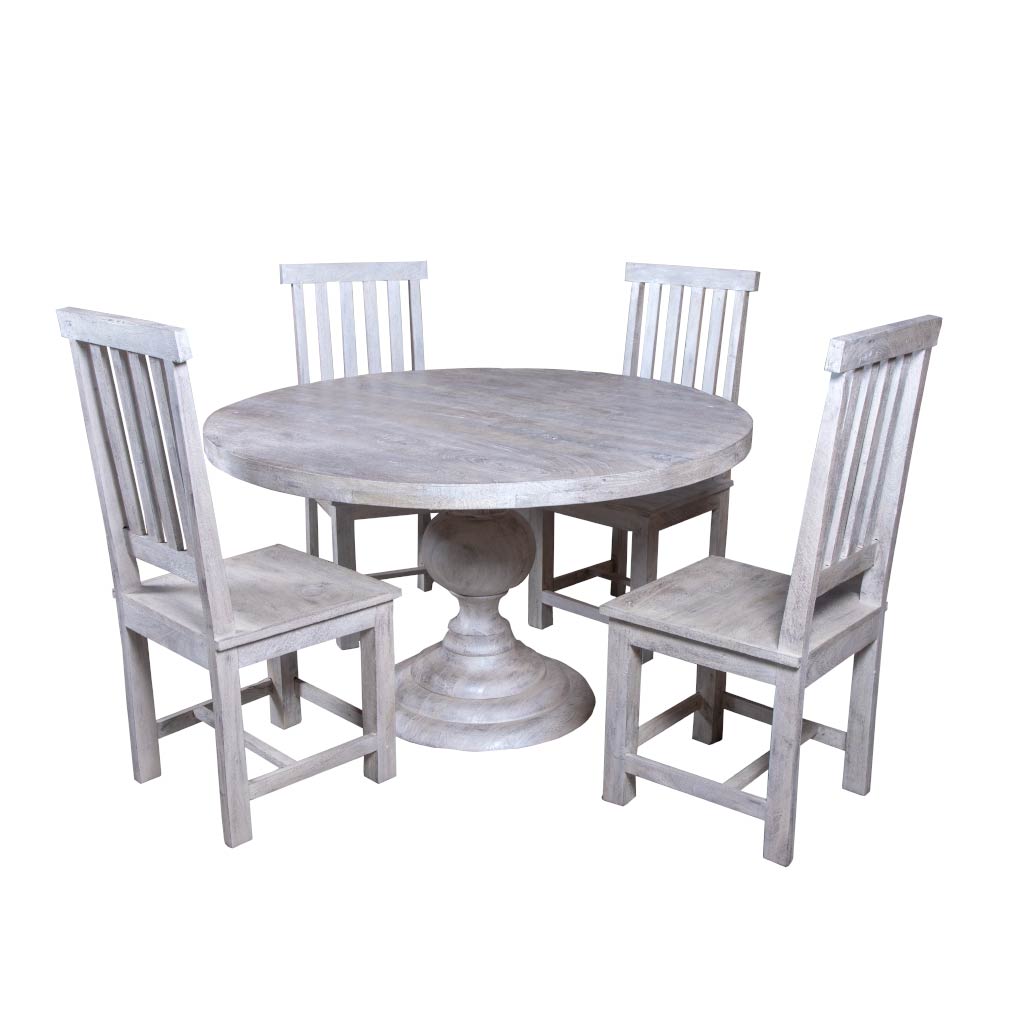 Maadze 5 Piece White Round Dining Table Set "PEARL" - Maadze