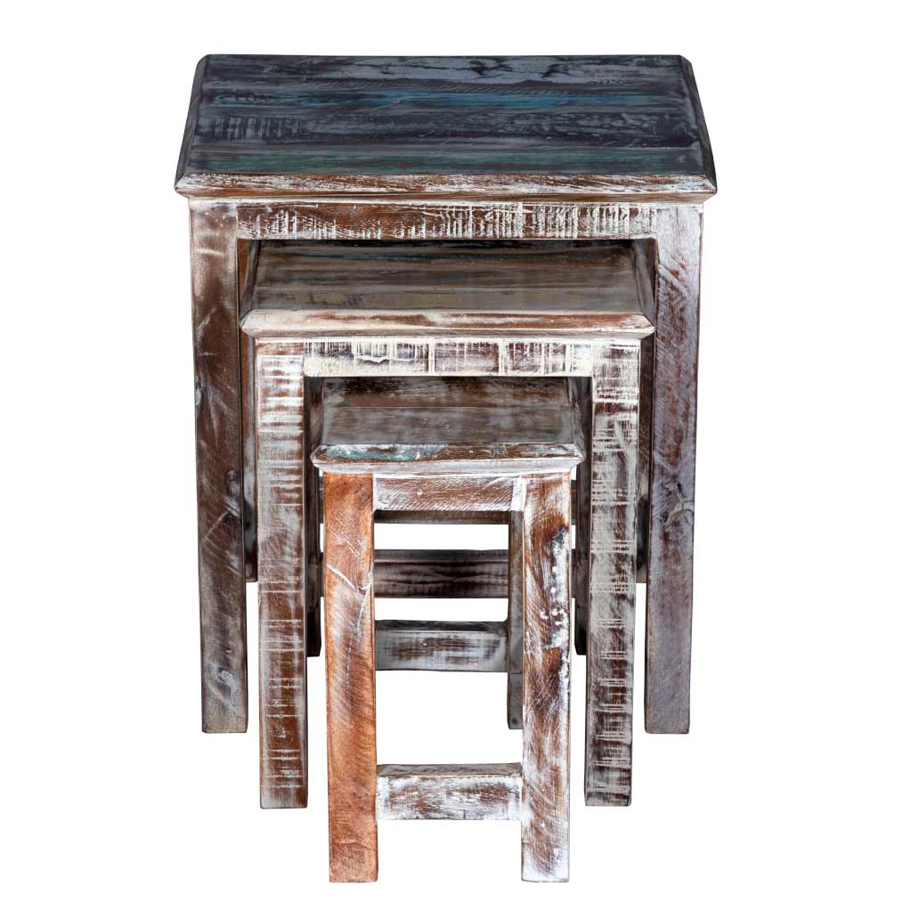 Rustic White Nesting Tables - Maadze