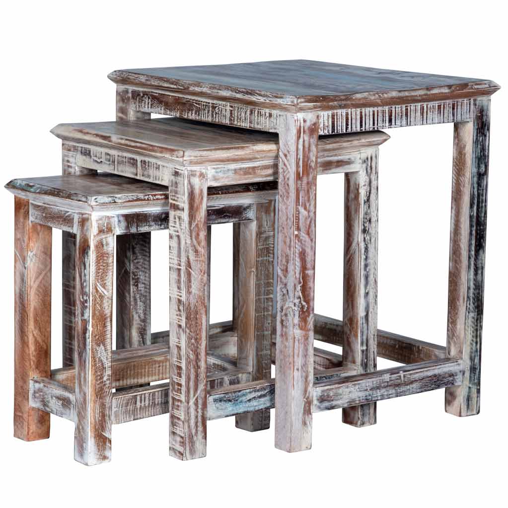 Rustic White Nesting Tables - Maadze