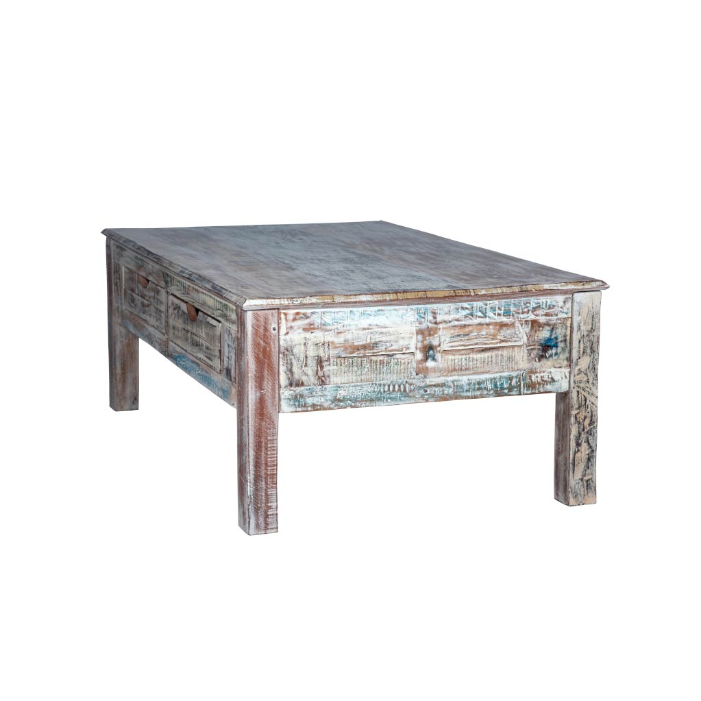 Rustic White Coffee Table - Maadze