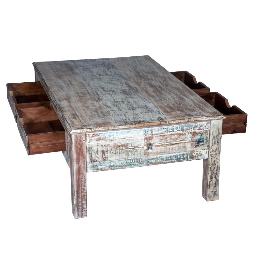 Rustic White Coffee Table - Maadze