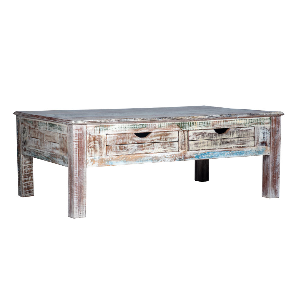 Rustic White Coffee Table - Maadze