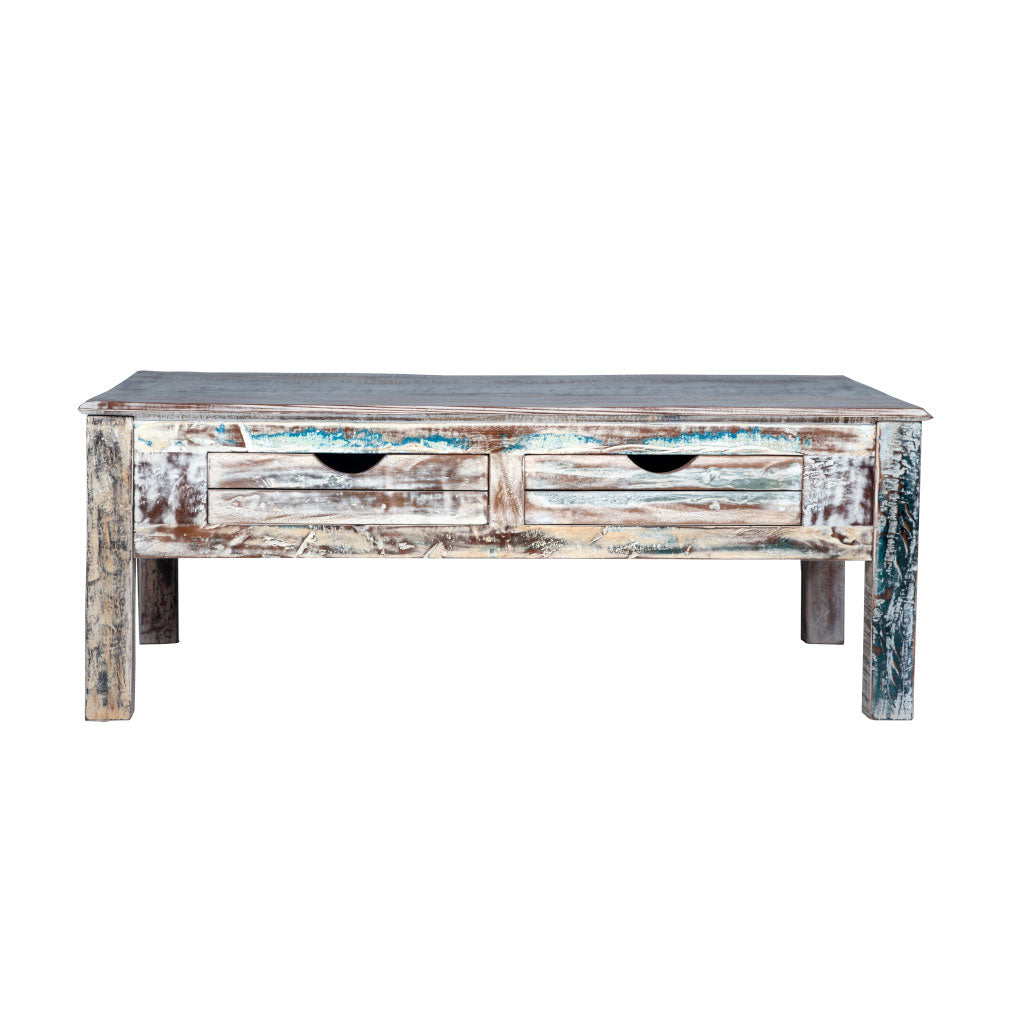 Rustic White Coffee Table - Maadze