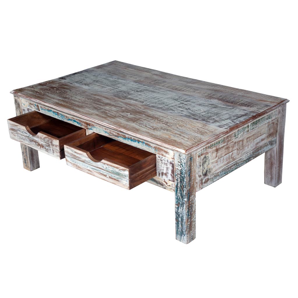 Rustic White Coffee Table - Maadze