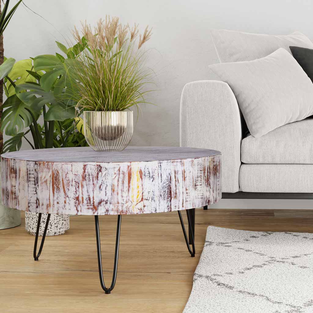 Round Coffee Table with Hairpin Legs | Maadze