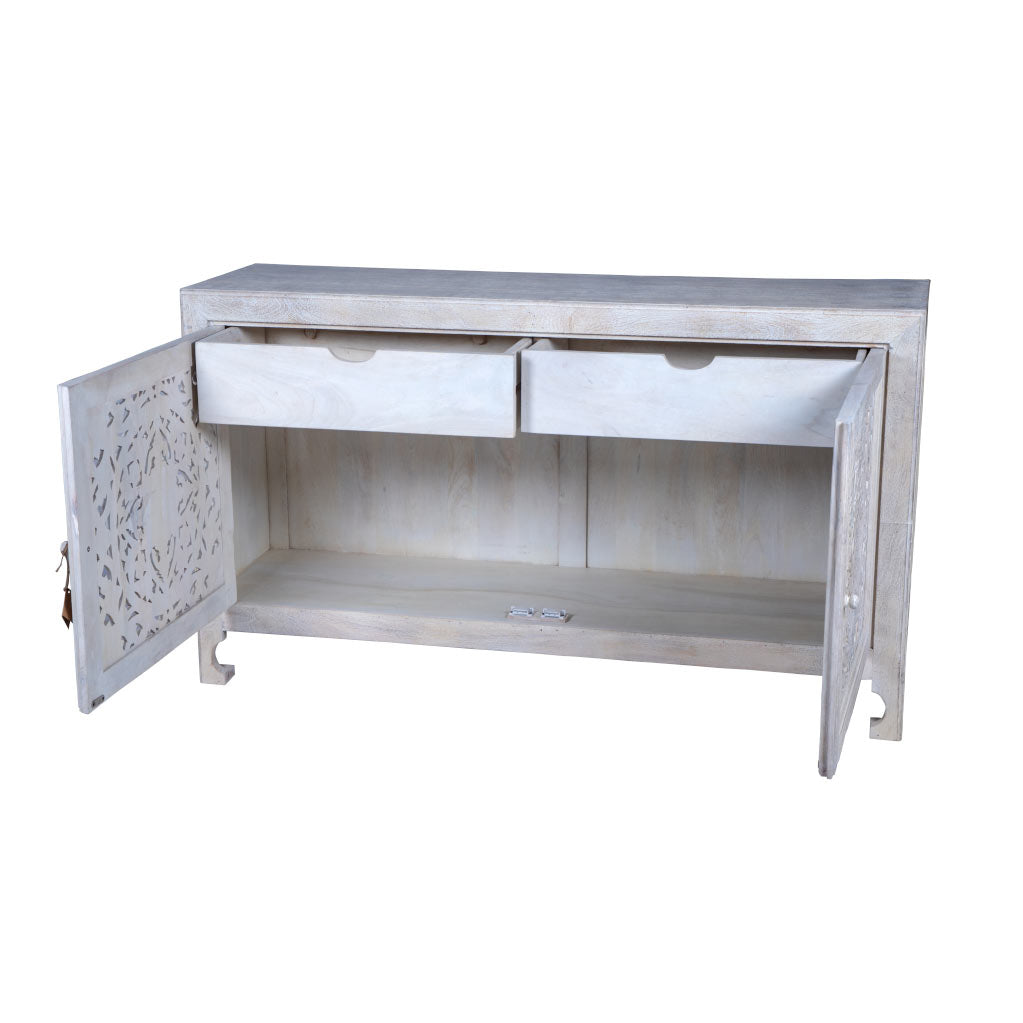 Maadze Carved White Sideboard Buffet &quot;Pearl&quot; - Maadze