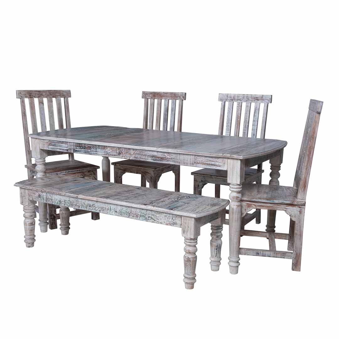 Maadze 6 piece Whitewash Dining table Set