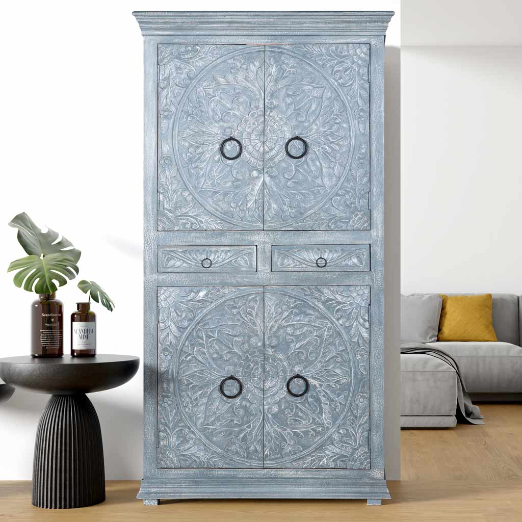 Vintage Gray High Chest Armoire