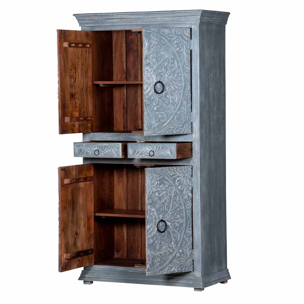 Vintage Gray High Chest Armoire