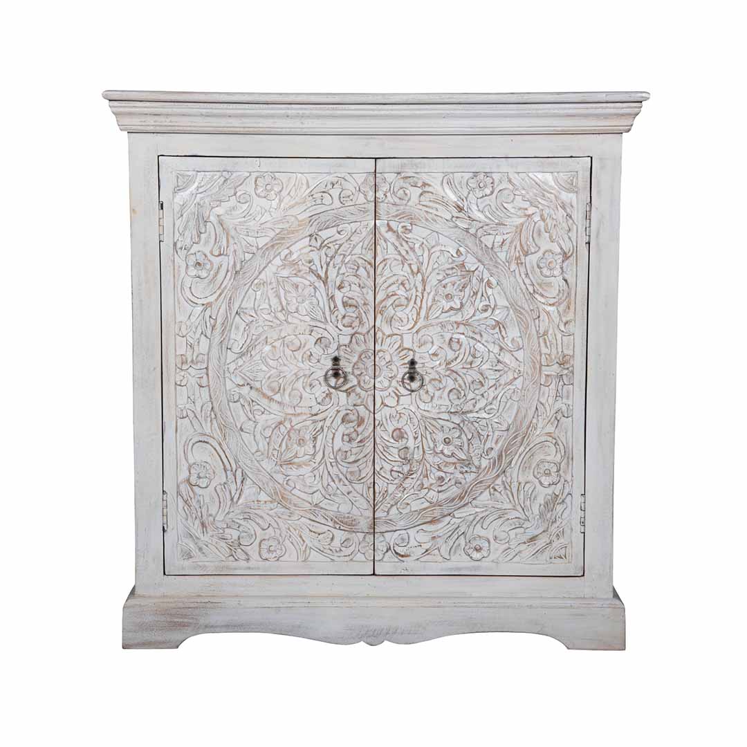 Maadze Carved White Buffet Cabinet