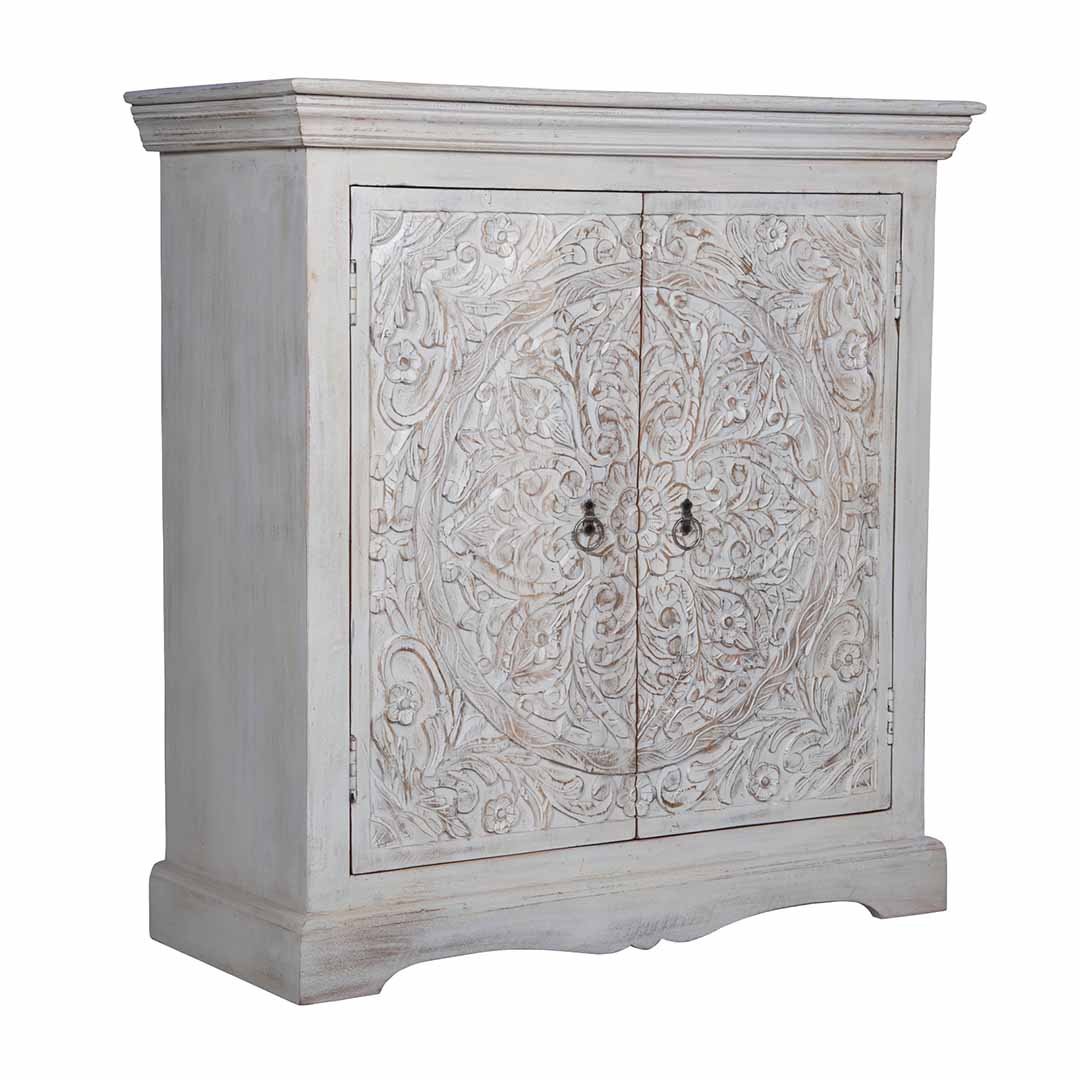 Maadze Carved White Buffet Cabinet