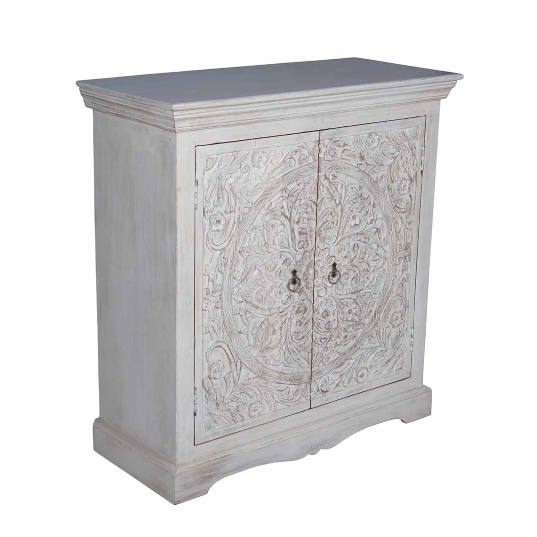 Maadze Carved White Buffet Cabinet