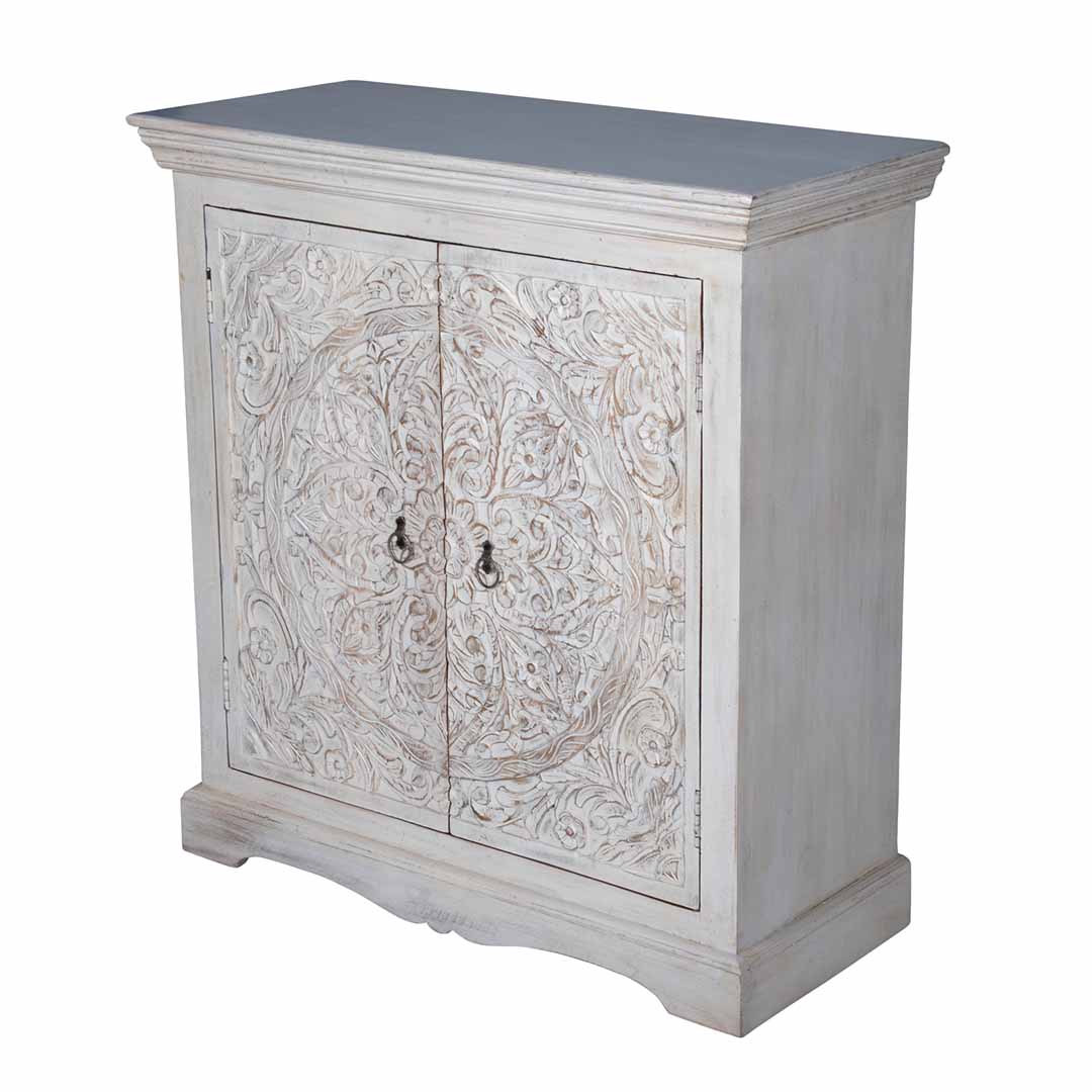 Maadze Carved White Buffet Cabinet