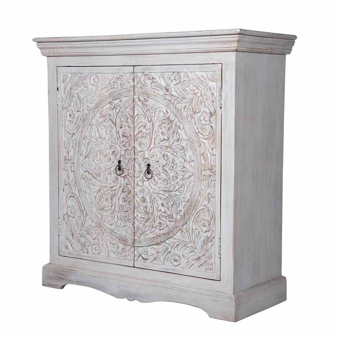 Maadze Carved White Buffet Cabinet