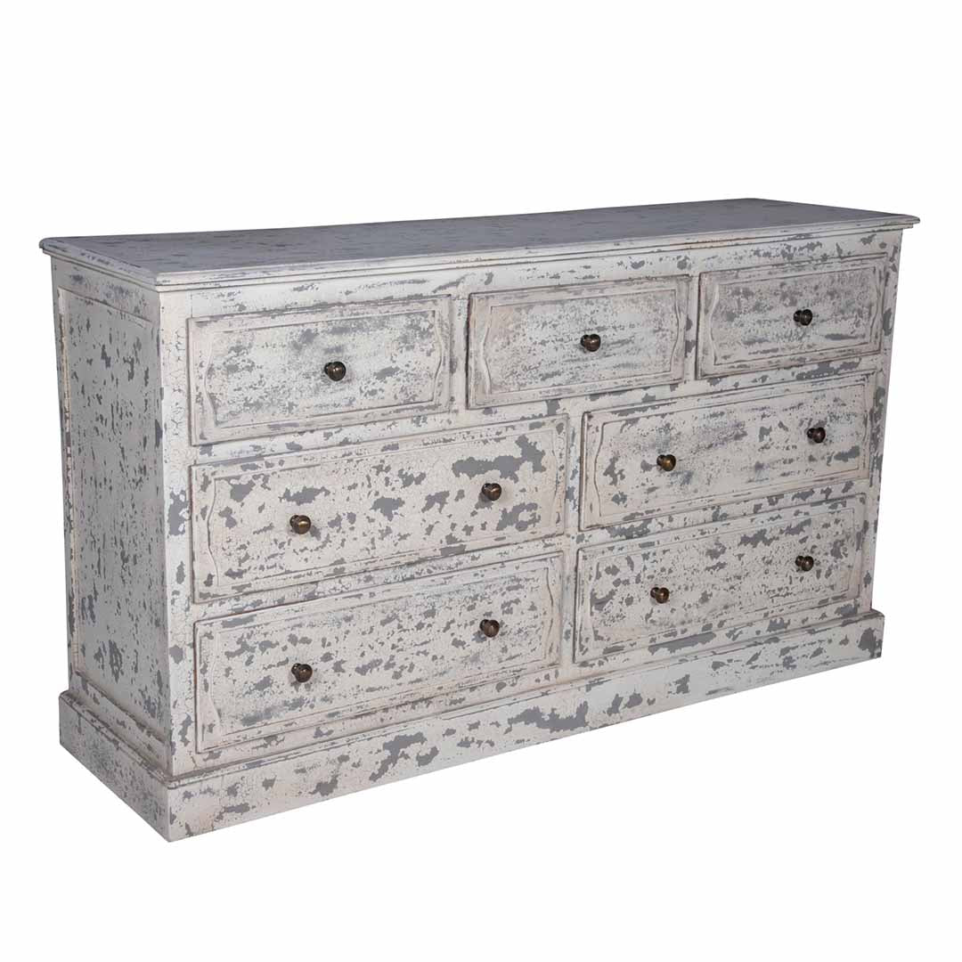 Maadze 7-Drawer White Double Dresser