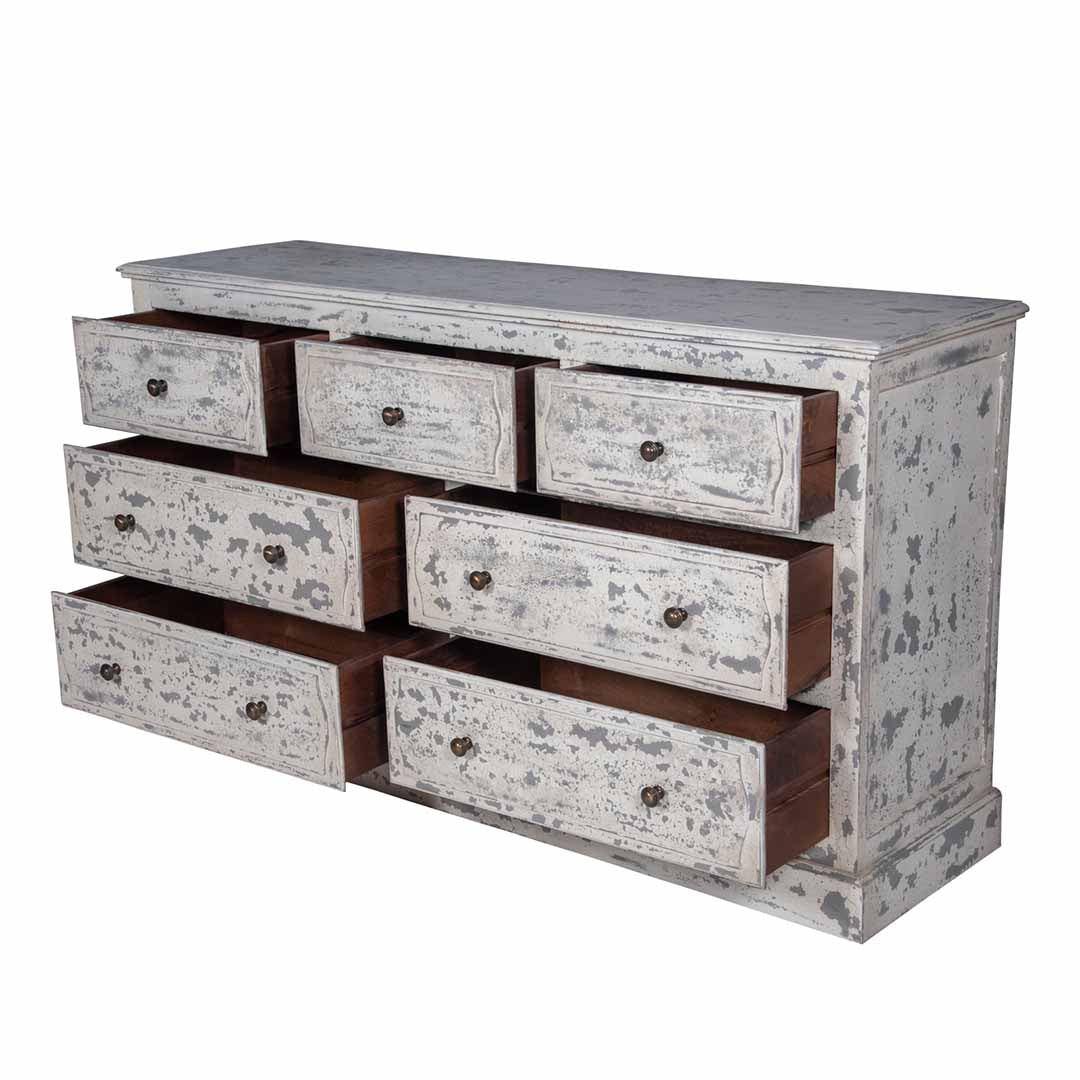 Maadze 7-Drawer White Double Dresser