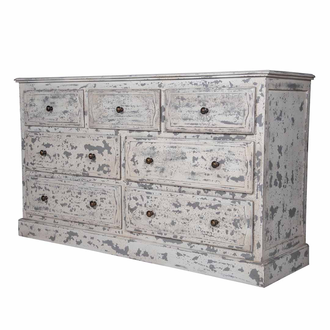 Maadze 7-Drawer White Double Dresser