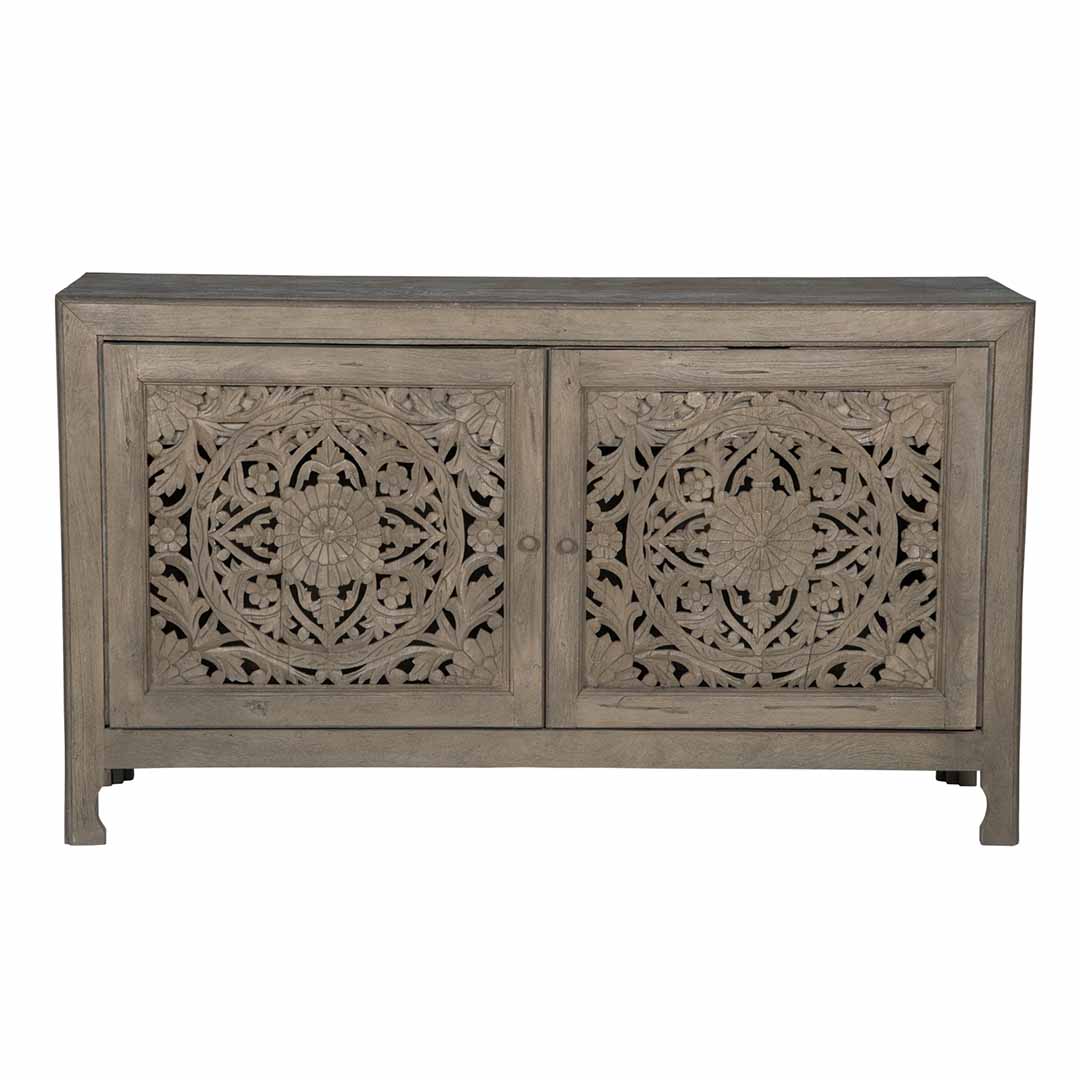 Carved Sideboard Buffet | Smoke Gray Finish