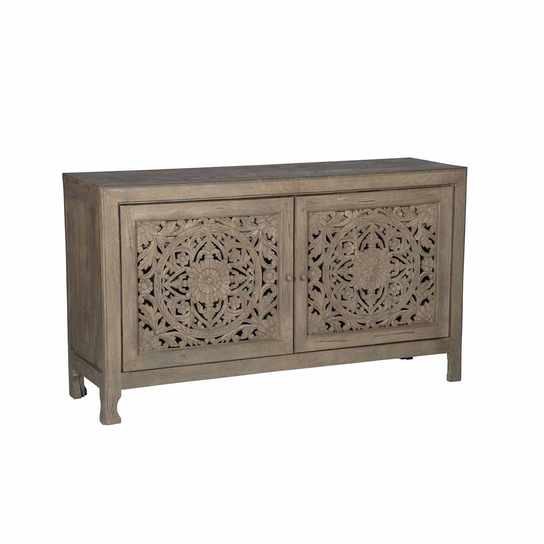 Carved Sideboard Buffet | Smoke Gray Finish