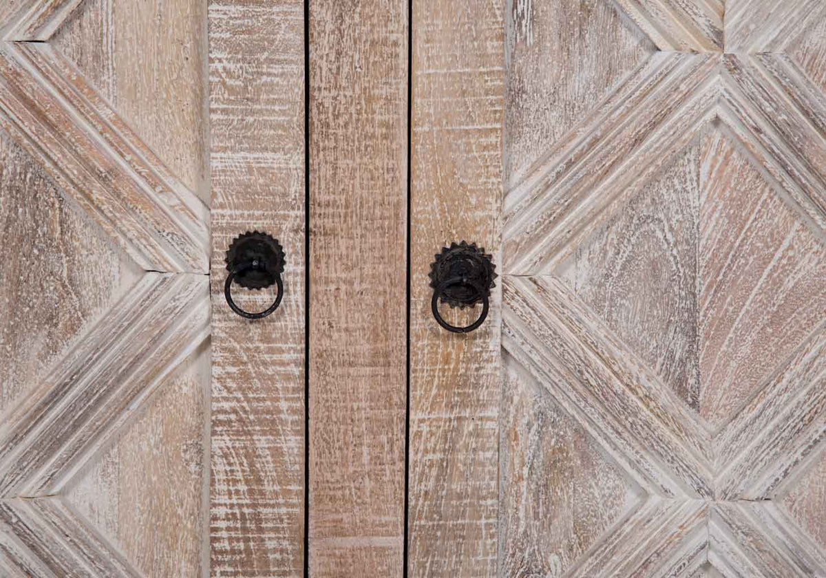 Close look of the Maadze White Sideboard Doors.