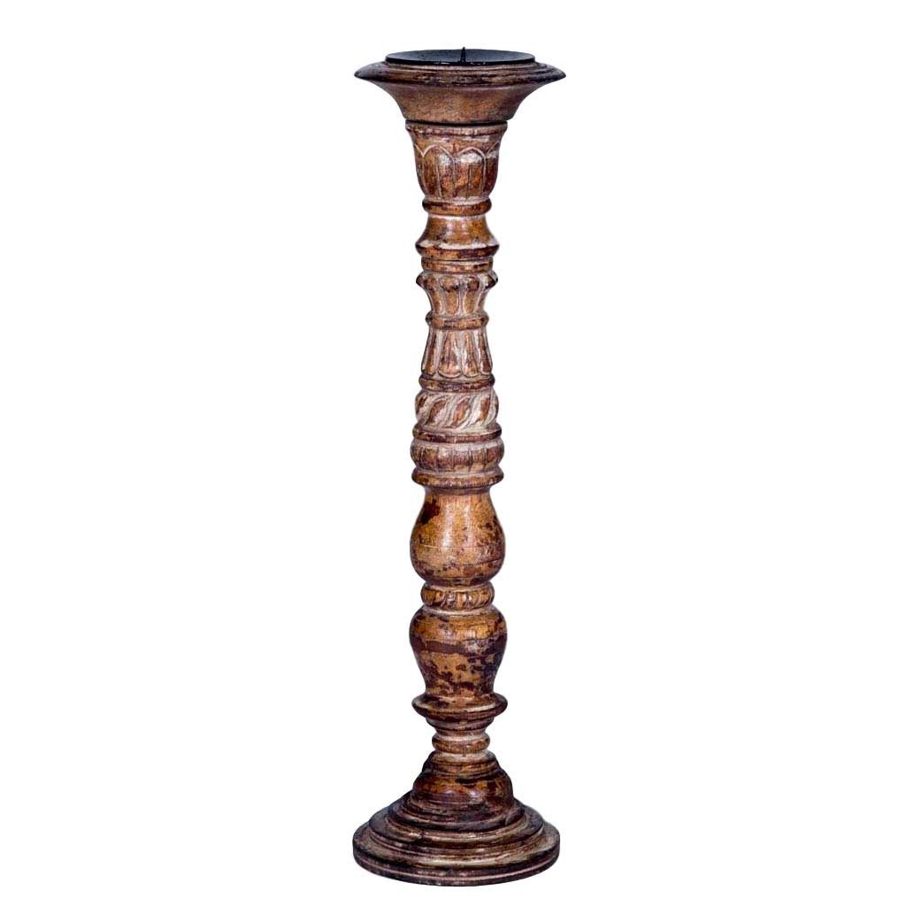 Maadze Vintage Carved Wooden Candle Holder - Maadze