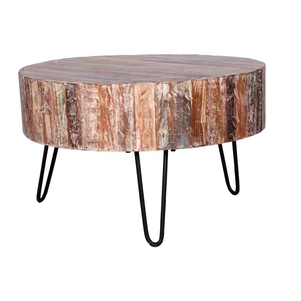 Rustic Round Coffee Table with Hairpin Legs | Maadze 