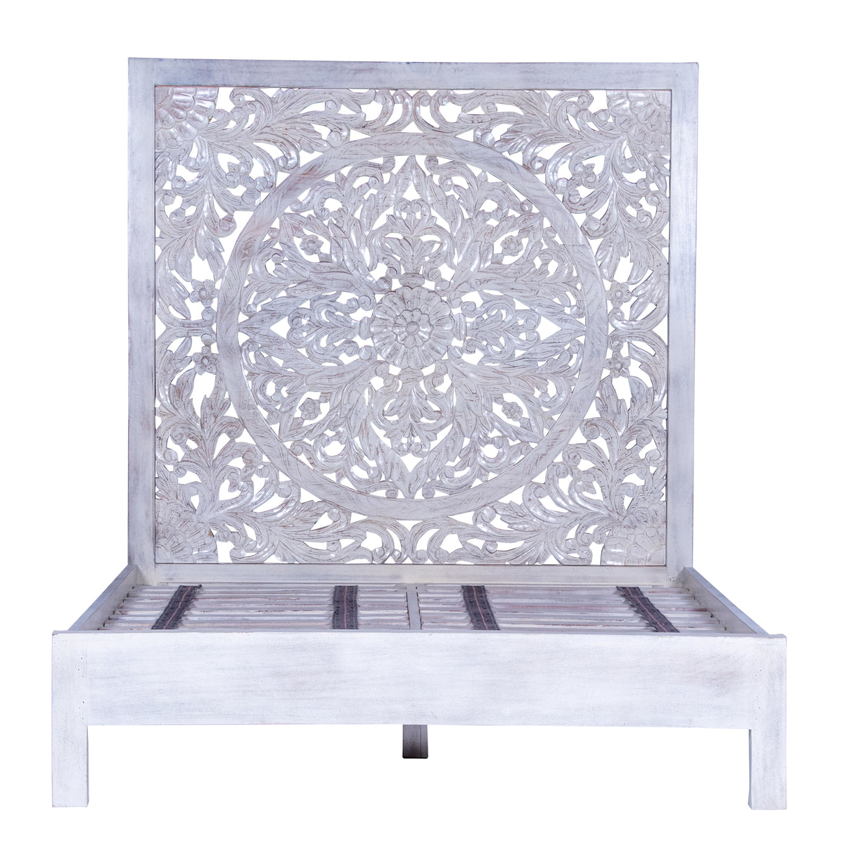 Maadze White Carved Queen Bed