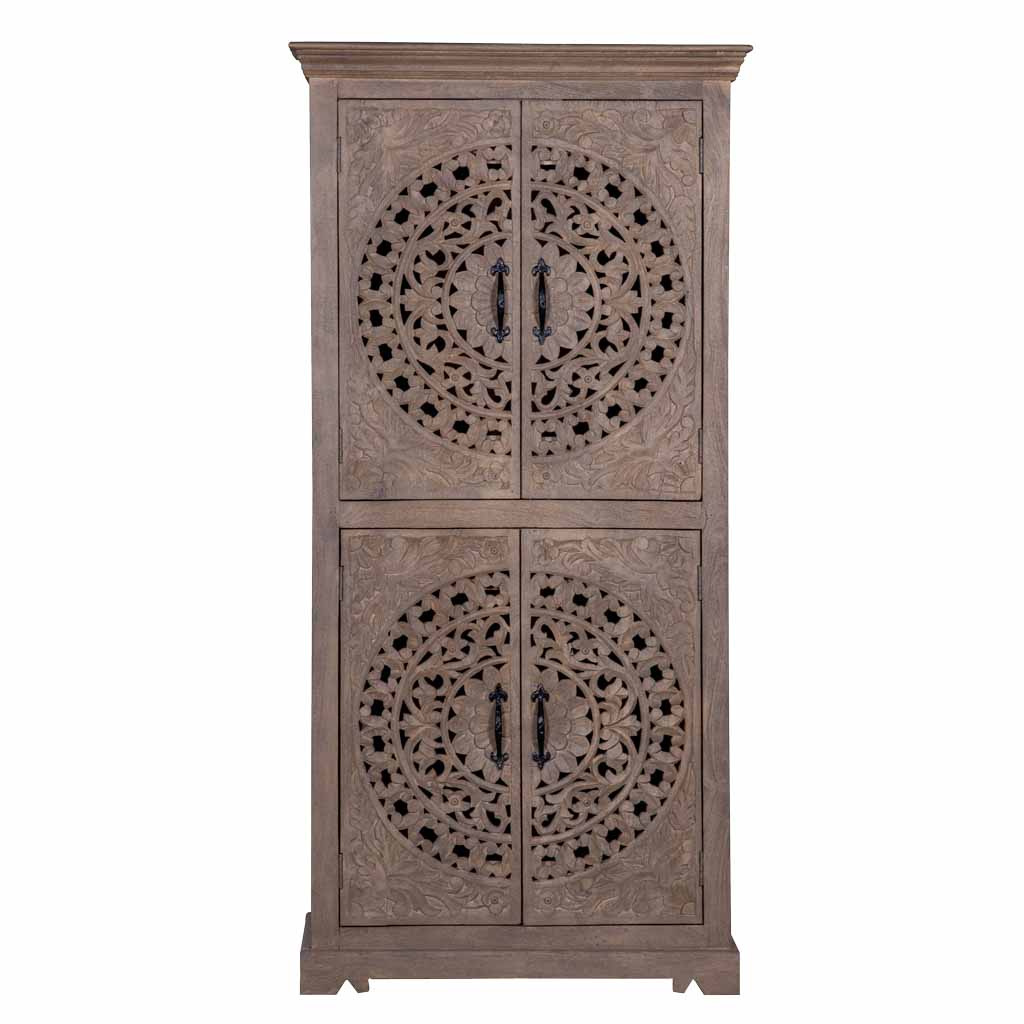 Rhapsody Carved Smoky Armoire