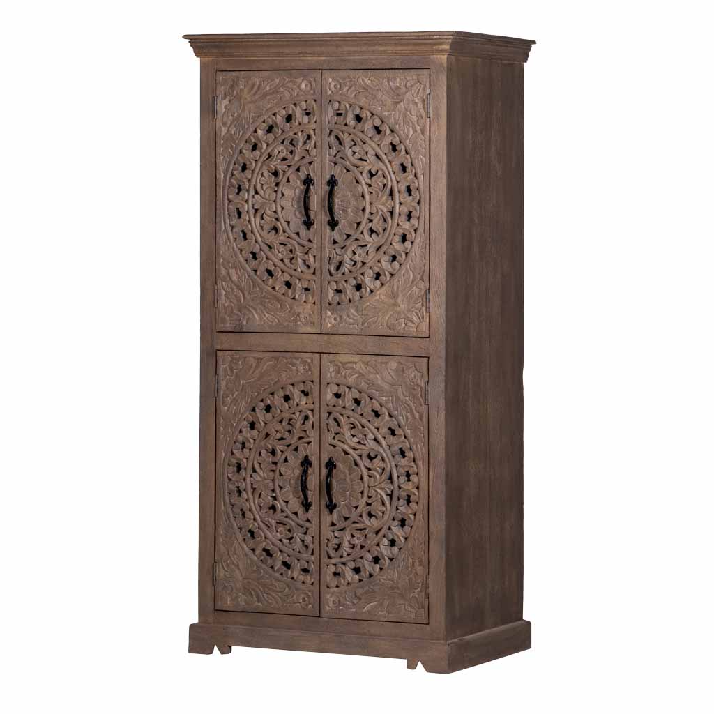 Rhapsody Carved Smoky Armoire