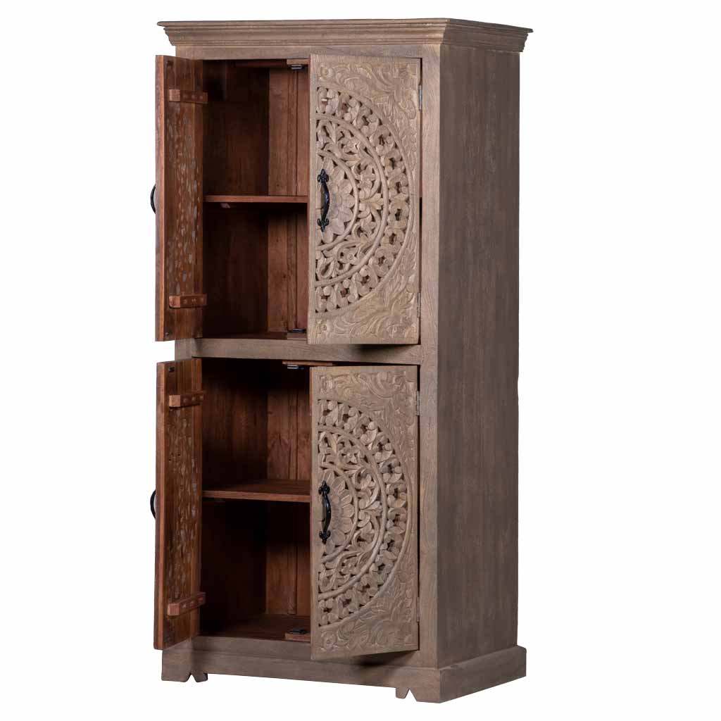 Rhapsody Carved Smoky Armoire