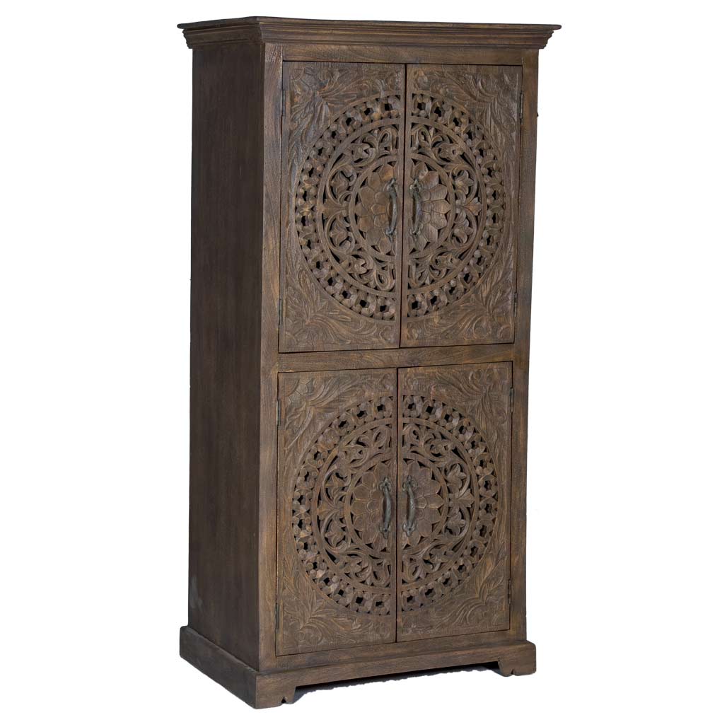 Rhapsody Carved Smoky Armoire