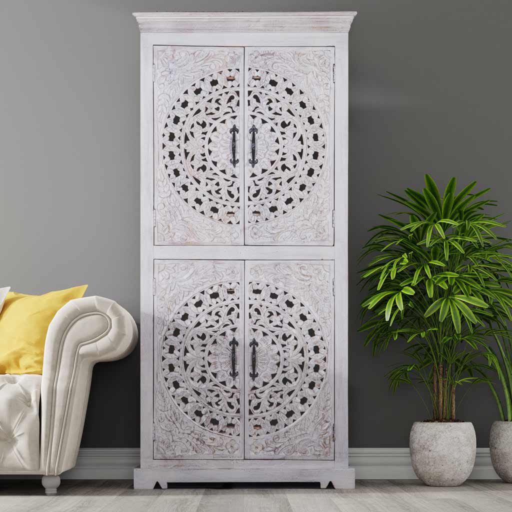 carved wooden wardrobe