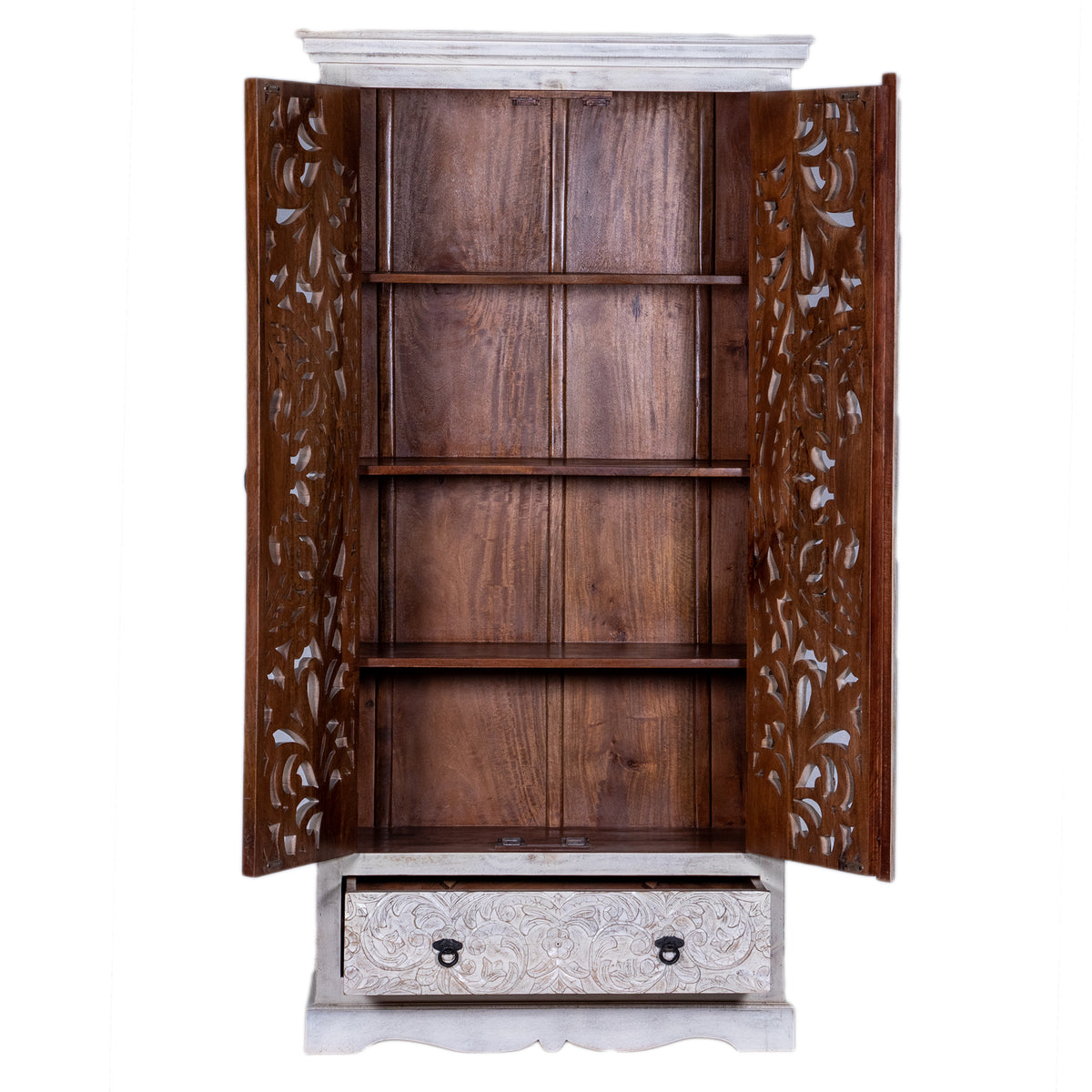 white wooden armoire