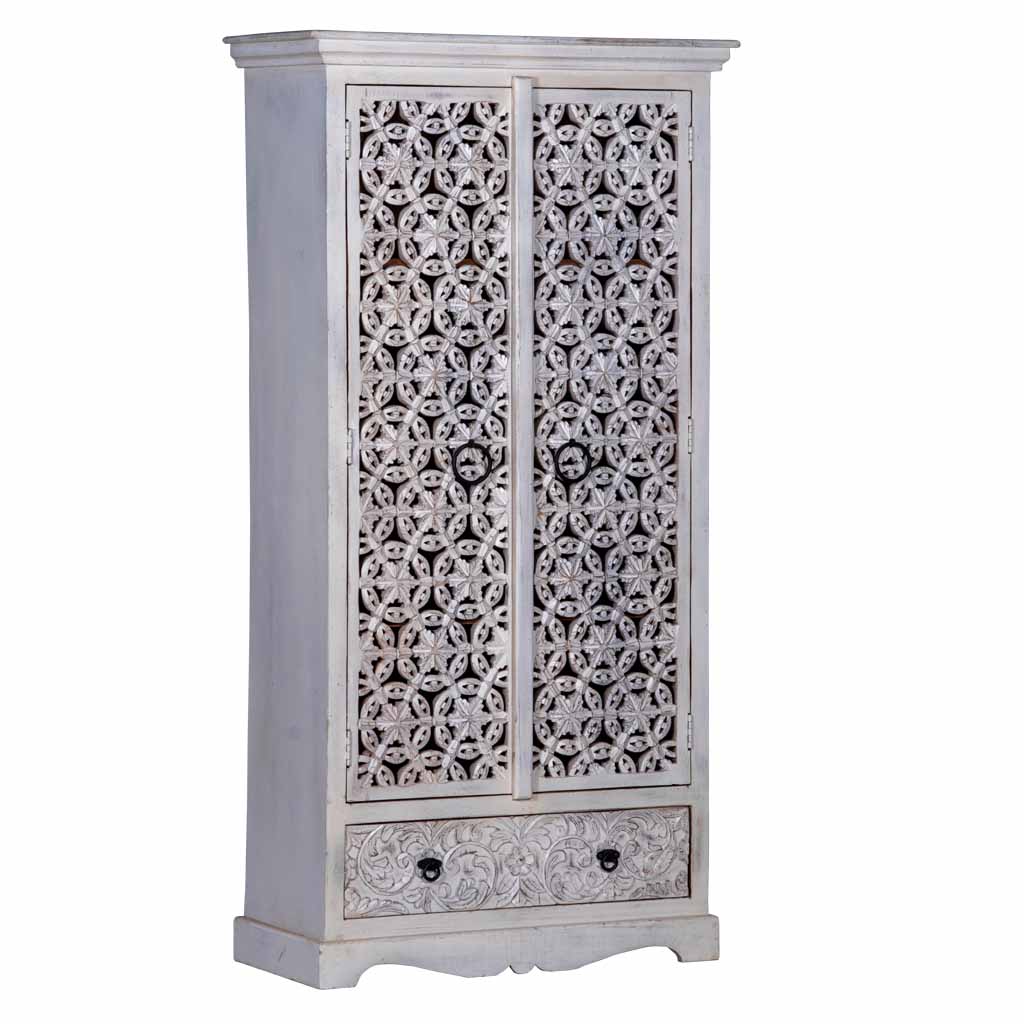 solid wood almirah - white