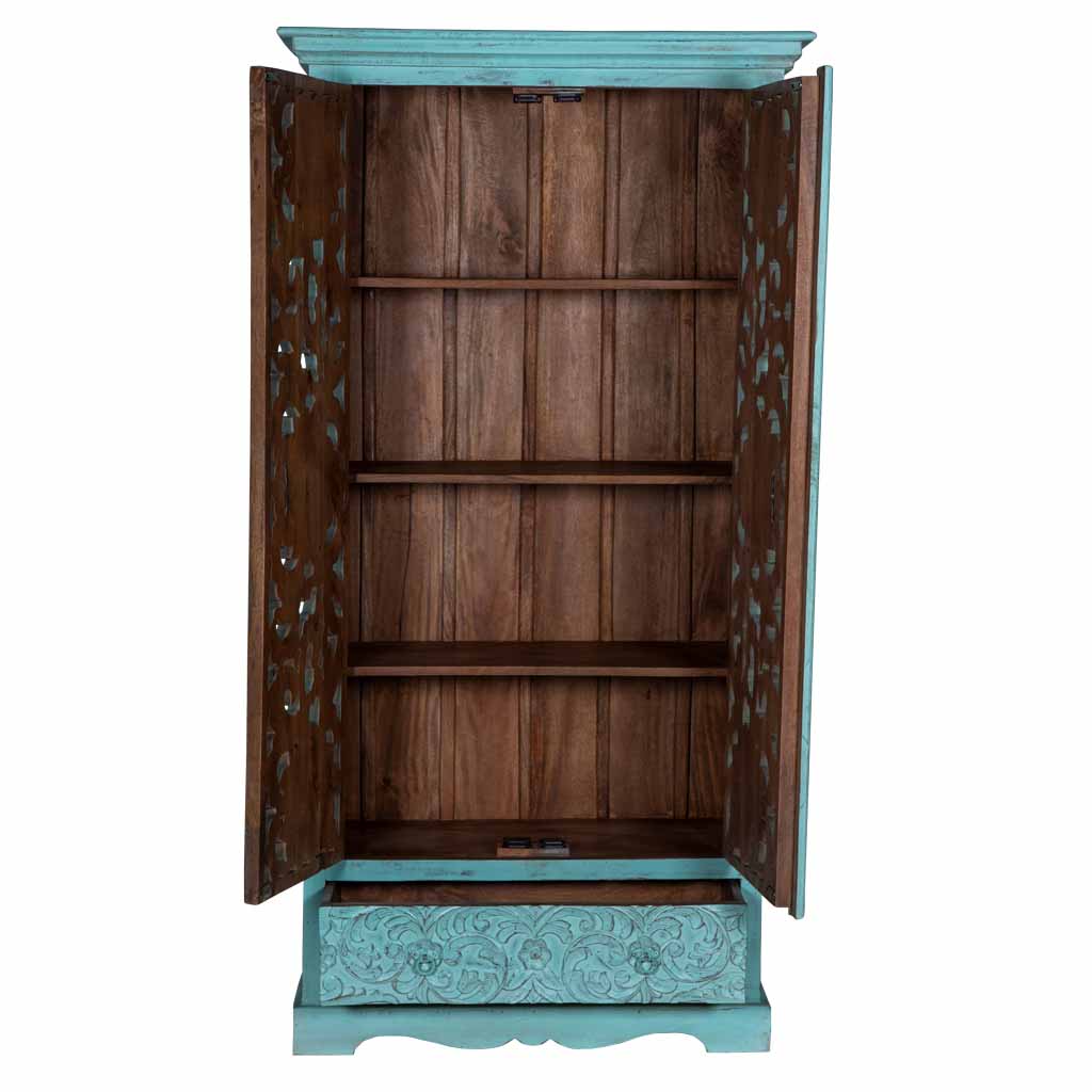 MAADZE EMERALD MINT CARVED WARDROBE