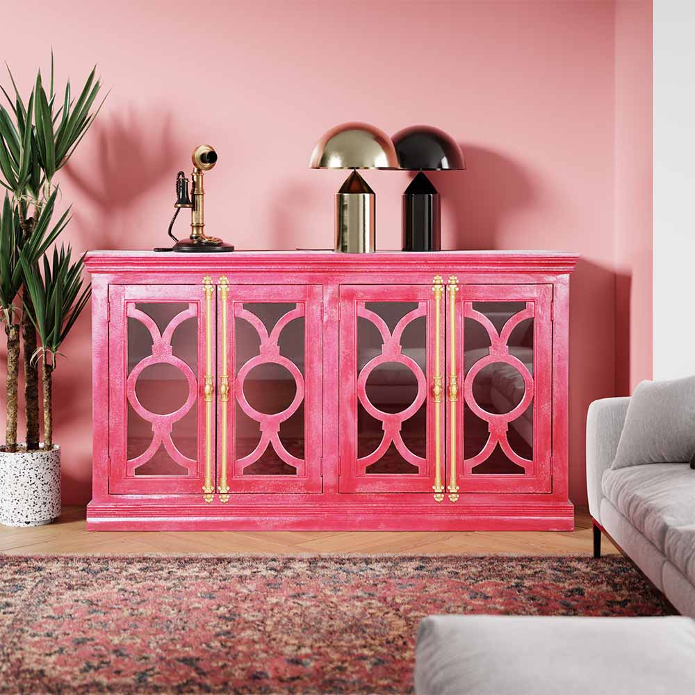 MAADZE RUBY RED 4 GLASS DOOR SIDEBOARD BUFFET