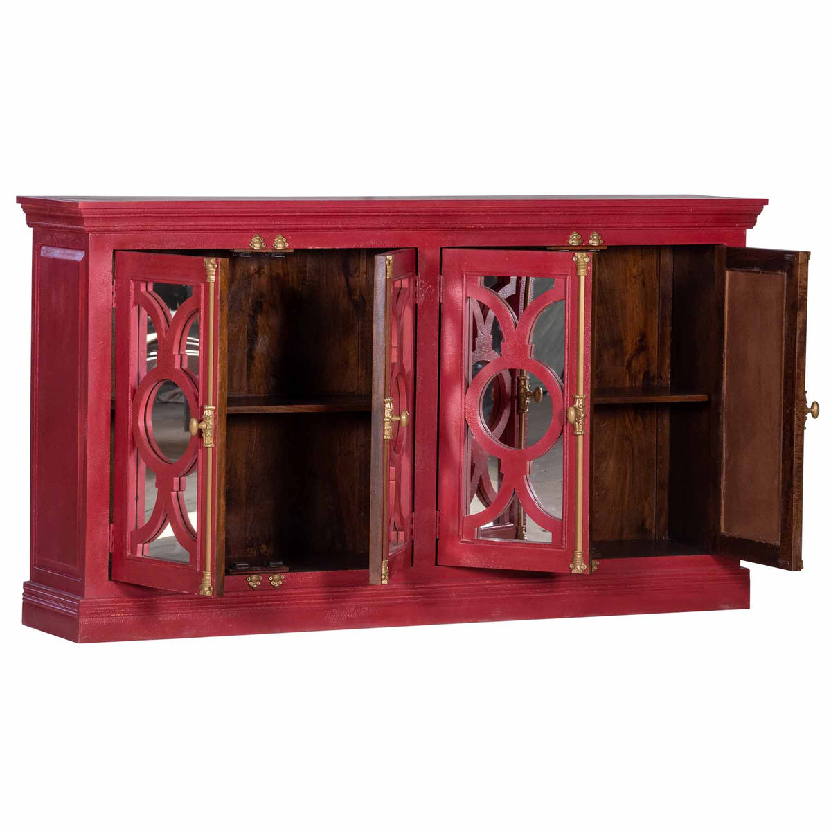 MAADZE RUBY RED 4 GLASS DOOR SIDEBOARD BUFFET