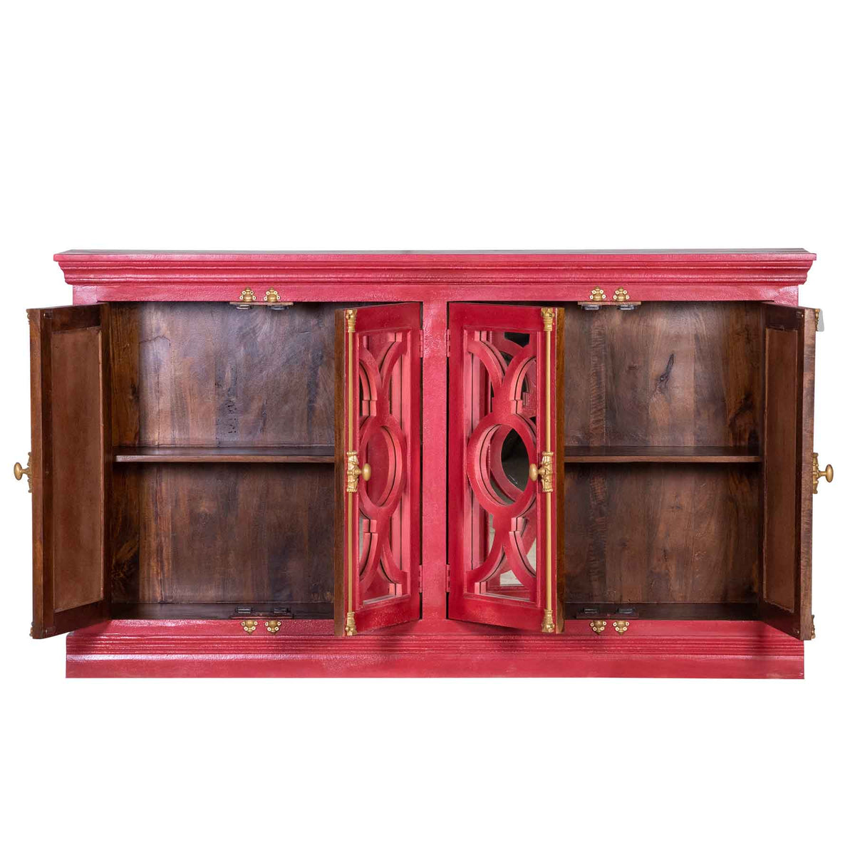 MAADZE RUBY RED 4 GLASS DOOR SIDEBOARD BUFFET